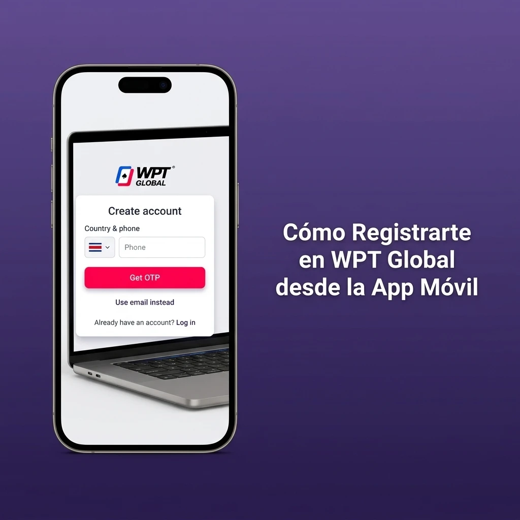 Registro en WPT Global desde app móvil en iPhone o iPad para jugadores de Costa Rica