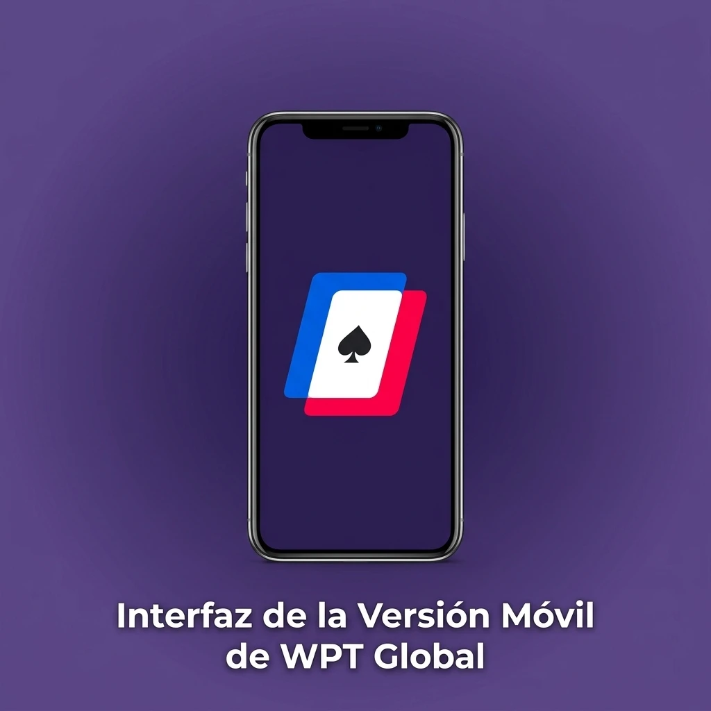Interfaz móvil de WPT Global con menús claros, acceso rápido a casino, apuestas y cuenta personal