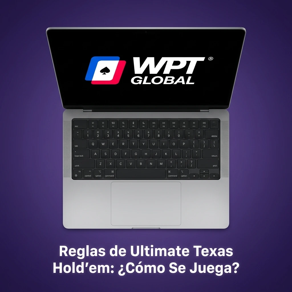 Jugador y crupier compitiendo en Ultimate Texas Hold'em con cartas comunitarias y apuestas Ante, Blind y Play